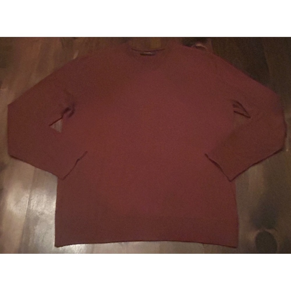 Garnet Crewneck Sweater Mens XL Burgundy 100% Merino Wool Fine Knit Quiet Luxury